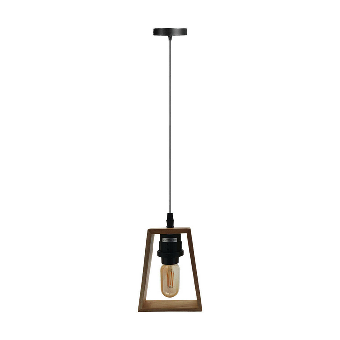 Moderne hanglamp | Zeke | 1-weg | Zwart en hout