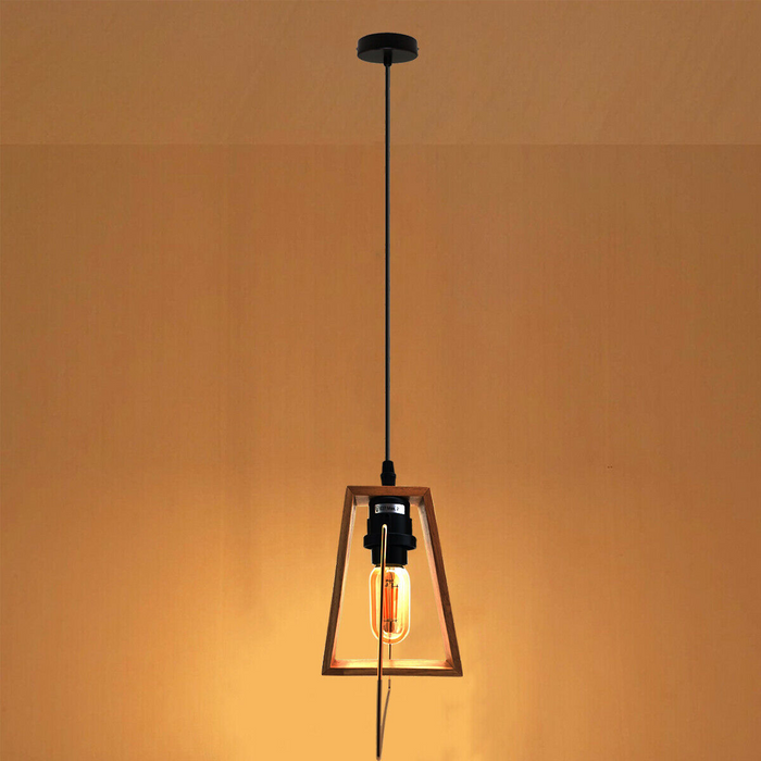 Modern Pendant Light | Marvin | 1 Way | Black and Wood