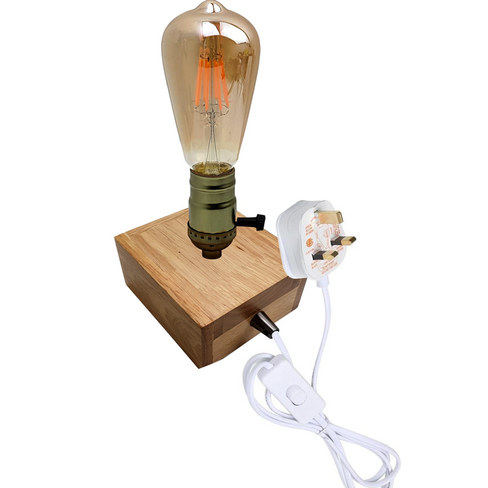 Retro Table Lamp | Cory | Wooden Style | Wall Plug-in