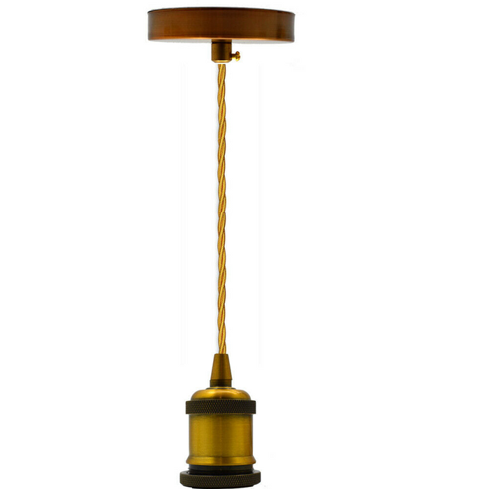 Vintage Pendant Light | Taegan | Bulb Holder | 1 Way | Yellow Brass