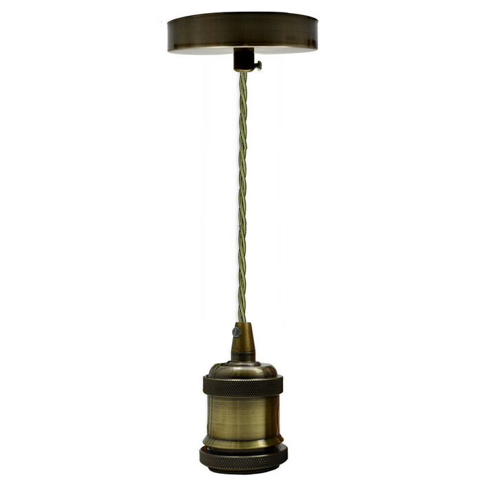 Vintage hanglamp | Taegan | Lamphouder | 1-weg | Groen Messing