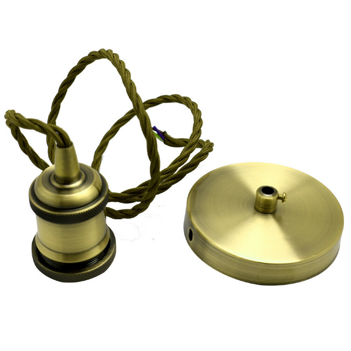 Vintage Pendant Light | Taegan | Bulb Holder | 1 Way | Green Brass