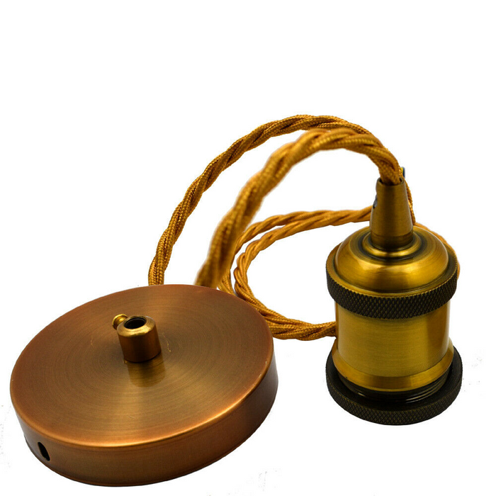 Vintage Pendant Light | Taegan | Bulb Holder | 1 Way | Yellow Brass