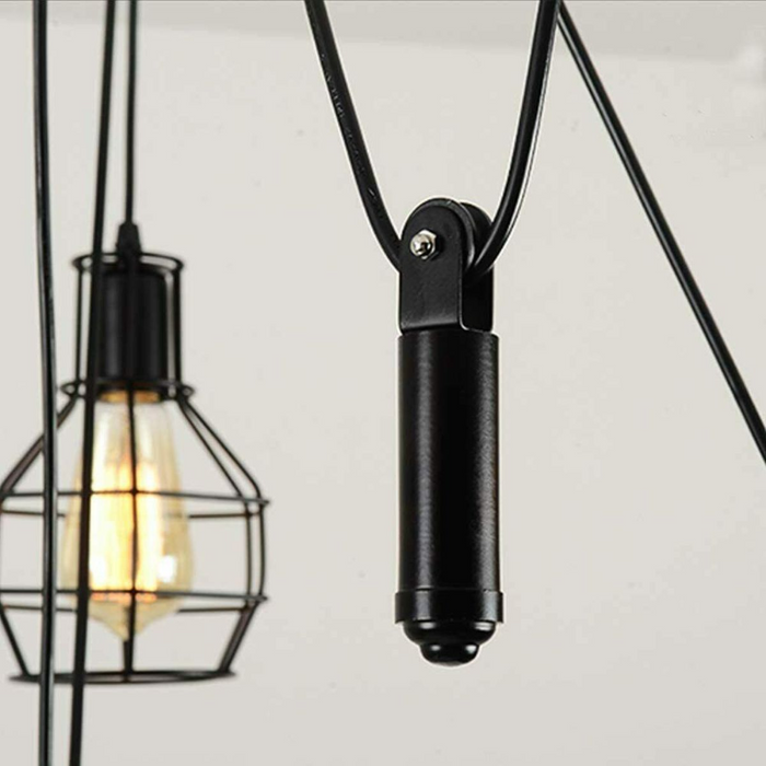 Spin Hanglamp | Uria | Industrieel Kooilicht | 6-weg | Zwart