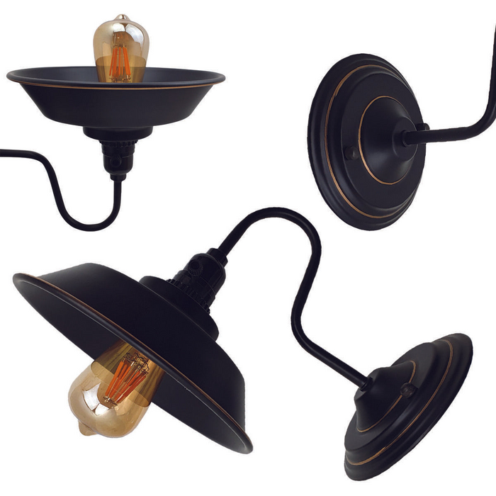Industriële wandlamp | Idanda | Metalen kap | Zwart