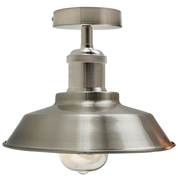 Industriële plafondlamp | Kol | Metalen kap | Satijn nikkel