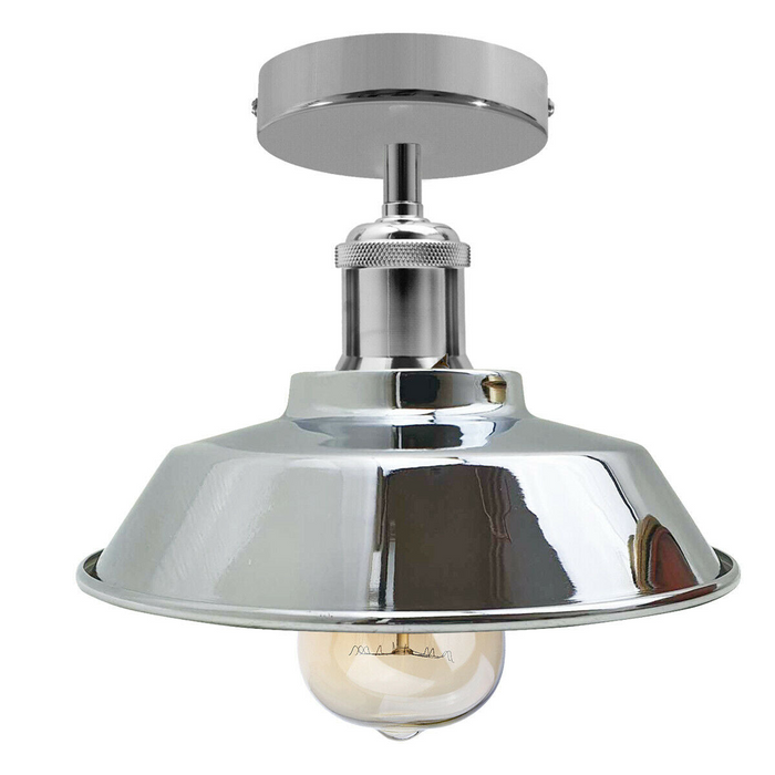 Industriële plafondlamp | Kol | Metalen kap | Chroom