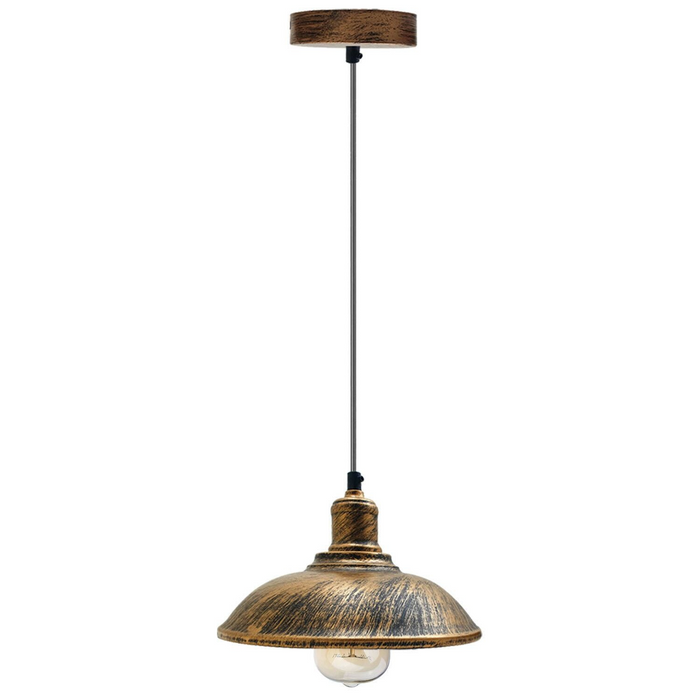 Industrial Pendant Light | Rico | Metal Shade | 1 Way | Brushed Copper