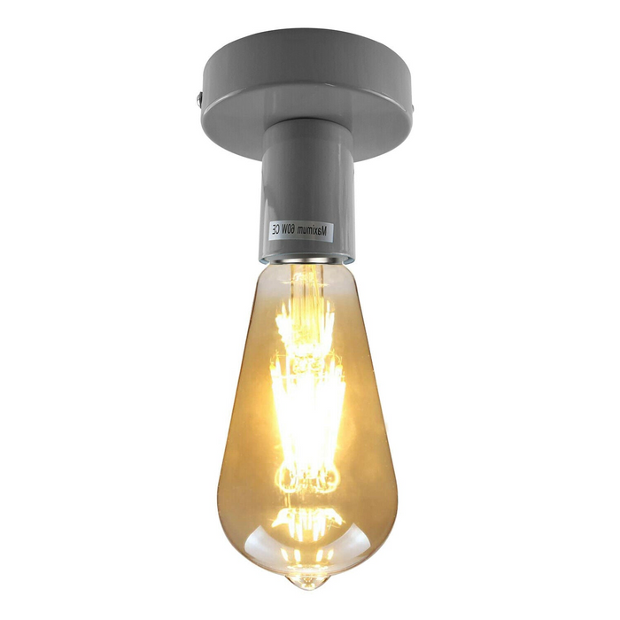 Vintage lamphouder | Bruce | E27 Lampvoet | Metaal | Grijs