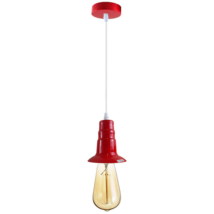 Industrial Pendant Light | Otis | Bulb Holder | 1 Way | Red