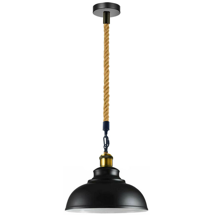 Moderne hanglamp | Zak | Henneptouw | 1-weg | Zwart