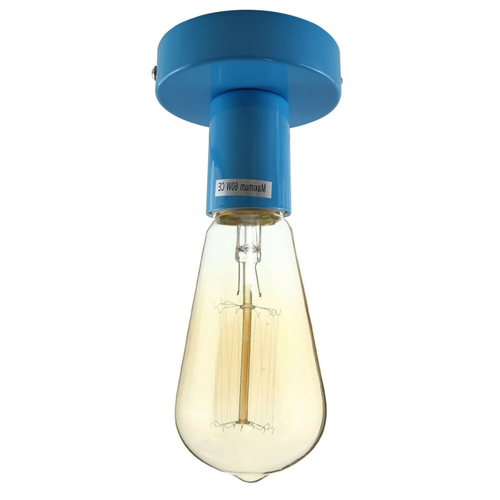 Vintage lamphouder | Bruce | E27 Lampvoet | Metaal | Blauw