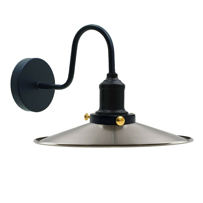 Industriële wandlamp | Hoop | Satijnnikkel | E27 Lampvoet 
