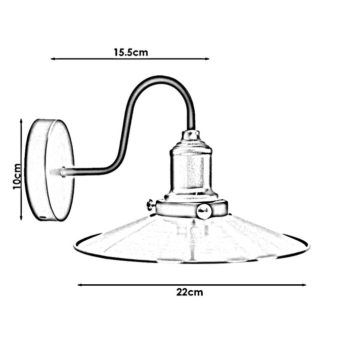 Industriële wandlamp | Hoop | Satijnnikkel | E27 Lampvoet 