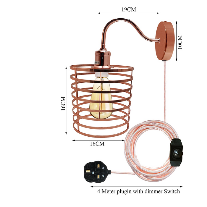 Industriële wandlamp | Zoë | Kooilicht | Rosé goud