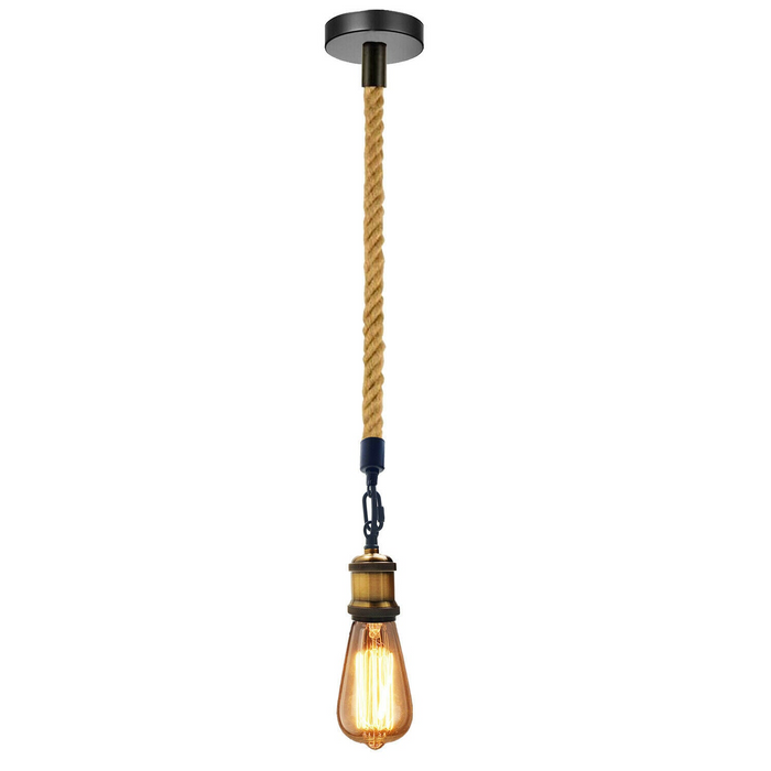 Vintage hanglamp | Winifred | Lamphouder | 1-weg | Henneptouw