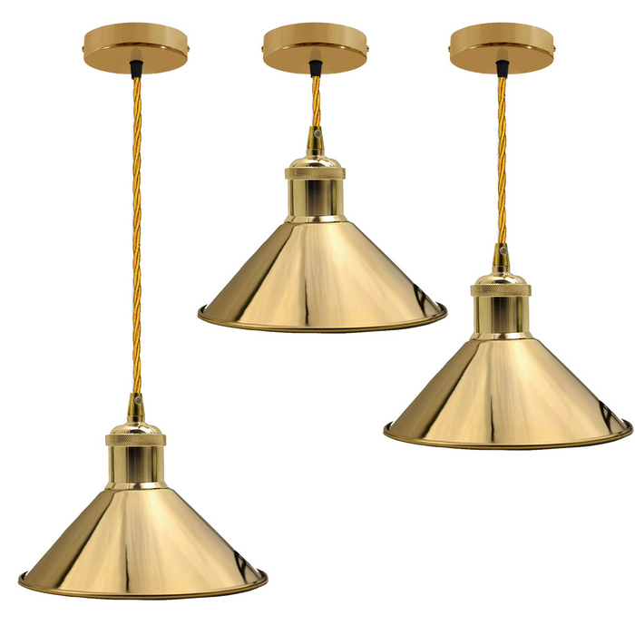 Vintage hanglamp | Wilson | Metalen kegel | 1-weg | Frans goud