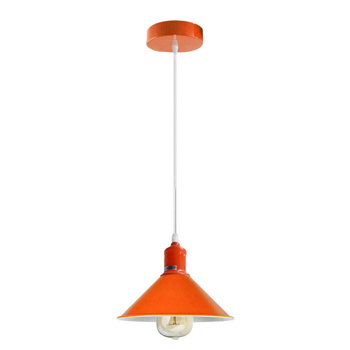 Vintage Pendant Light | Wilson | Metal Cone | 1 Way | Orange