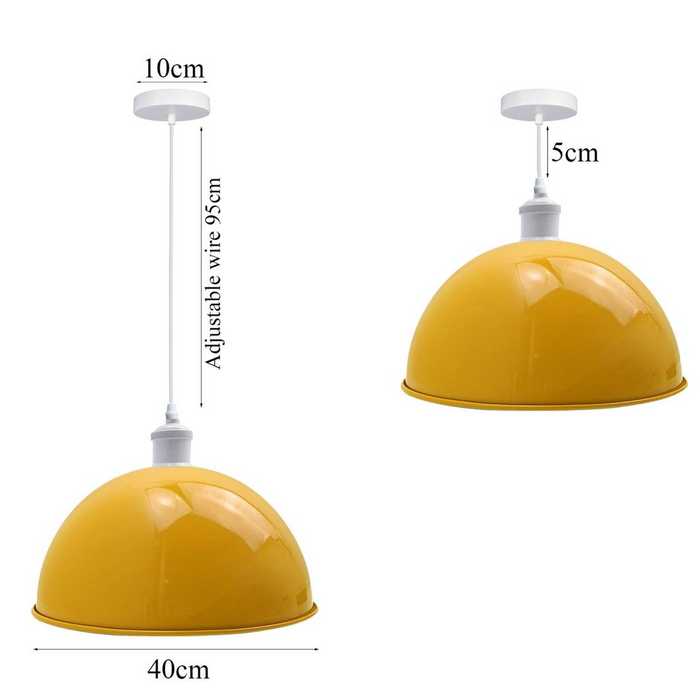 Modern Pendant Light | Ainsley | Metal Dome | 1 Way | Yellow