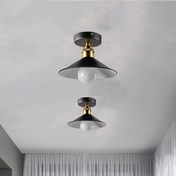 Vintage inbouwplafondlamp | Stan | Metalen kegel | Zwart