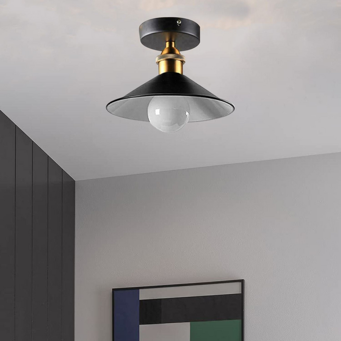 Vintage inbouwplafondlamp | Stan | Metalen kegel | Zwart