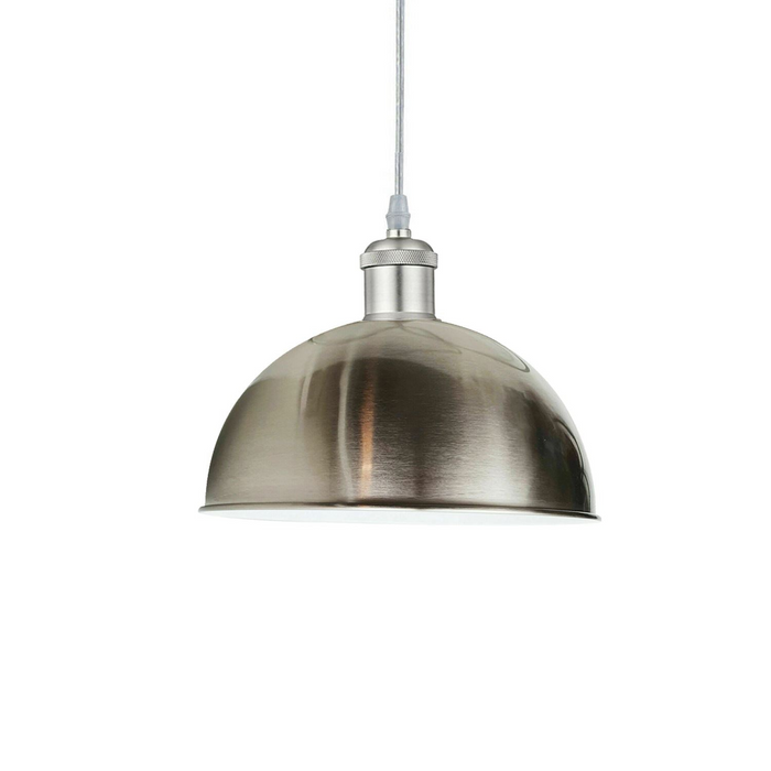 Modern Pendant Light | Sierra | Metal Dome | 1 Way | Satin Nickel