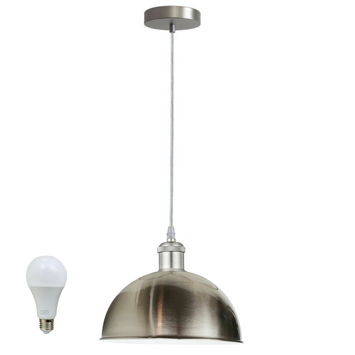Moderne hanglamp | Siërra | Metalen koepel | 1-weg | Satijn nikkel