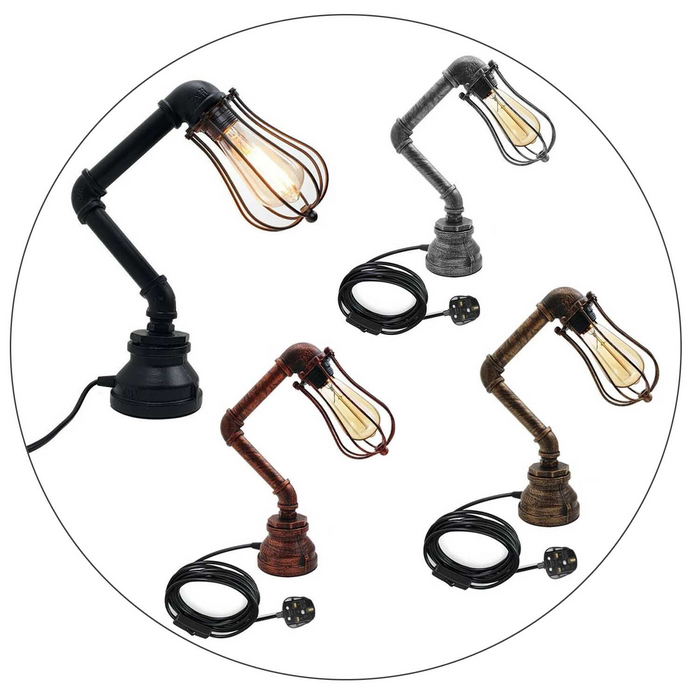 Industriële tafellamp | Nori | Pijpverlichting | E27-lamp (optioneel)