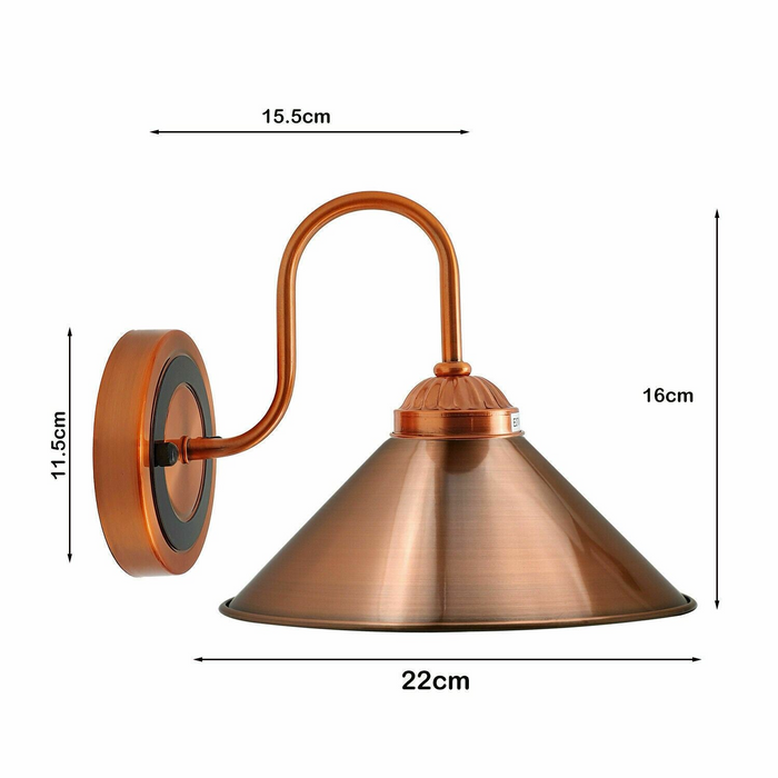Vintage wandlamp | Jac | Metalen kegel | Koperkleurig