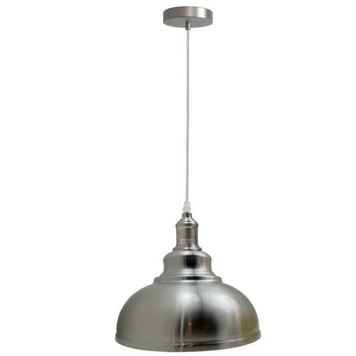 Moderne hanglamp | Alden | Metalen kap | 1-weg | Satijn nikkel