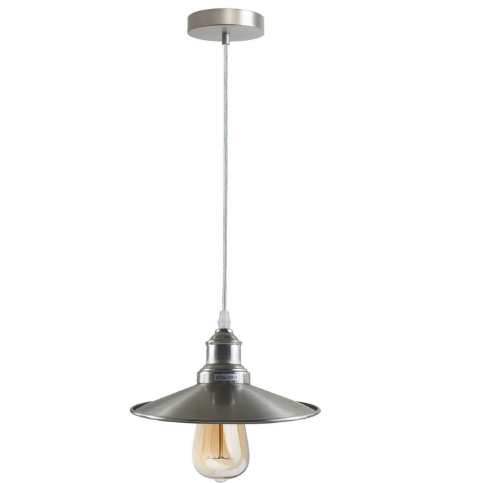 Industriële hanglamp | Oren | Metalen kap | 1-weg | Satijn nikkel
