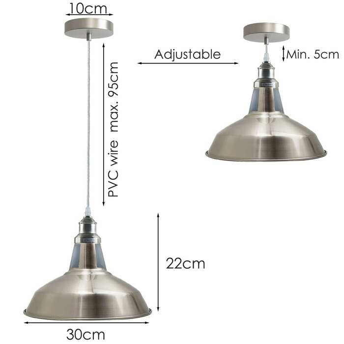Industriële hanglamp schuur | Ale | Metalen kap | Satijn nikkel