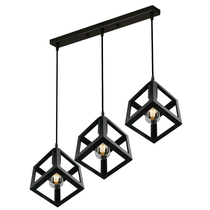 Moderne hanglamp | Xavier | Metalen Vierkant | Zwart