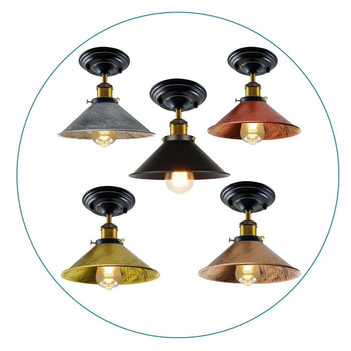 Vintage inbouwplafondlamp | Geloof | Metalen kap | Verschillende kleuren