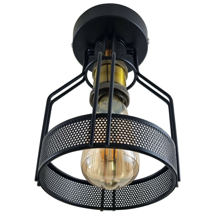 Kooi-plafondlamp | Fin | Vintage-stijl | Zwart metaal