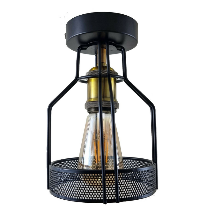 Kooi-plafondlamp | Fin | Vintage-stijl | Zwart metaal