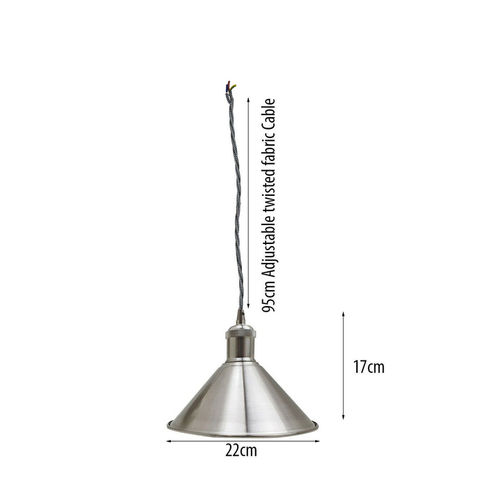 Moderne hanglamp | Samson | Metalen kap | 1-weg | Satijn nikkel