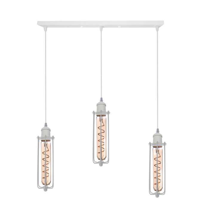 Industrial Pendant Light | Nelson | Cage Light | 3 Way | White