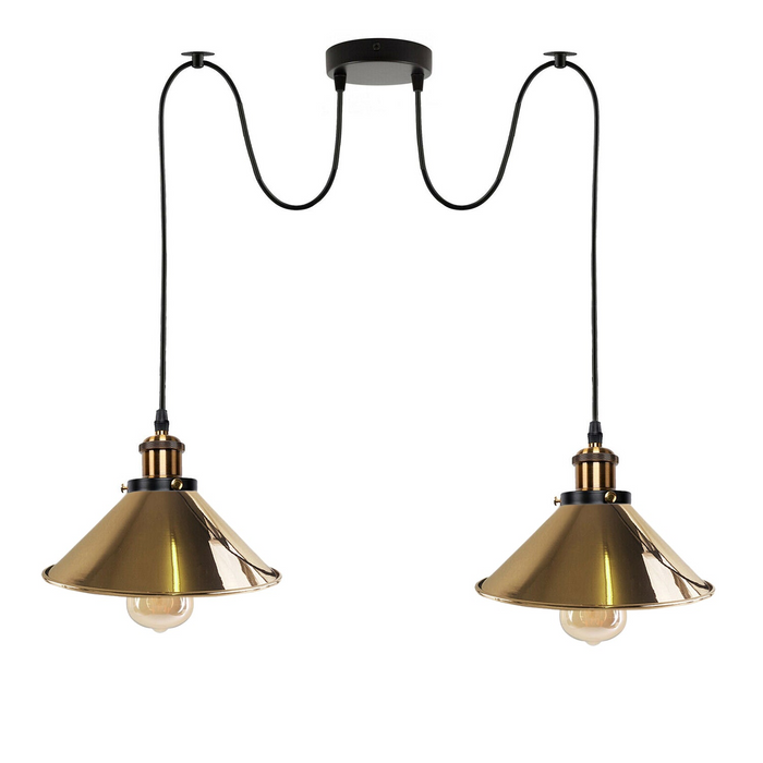 Vintage hanglamp | Ursa | 2-weg | Metalen kap | Frans goud