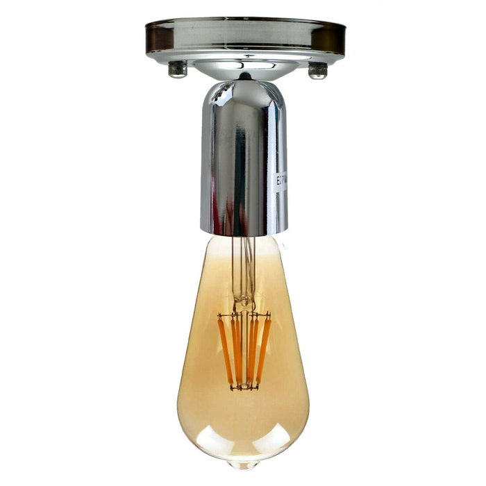 Vintage Bulb Holder | Bruce | E27 Lamp Base | Metal | Chrome