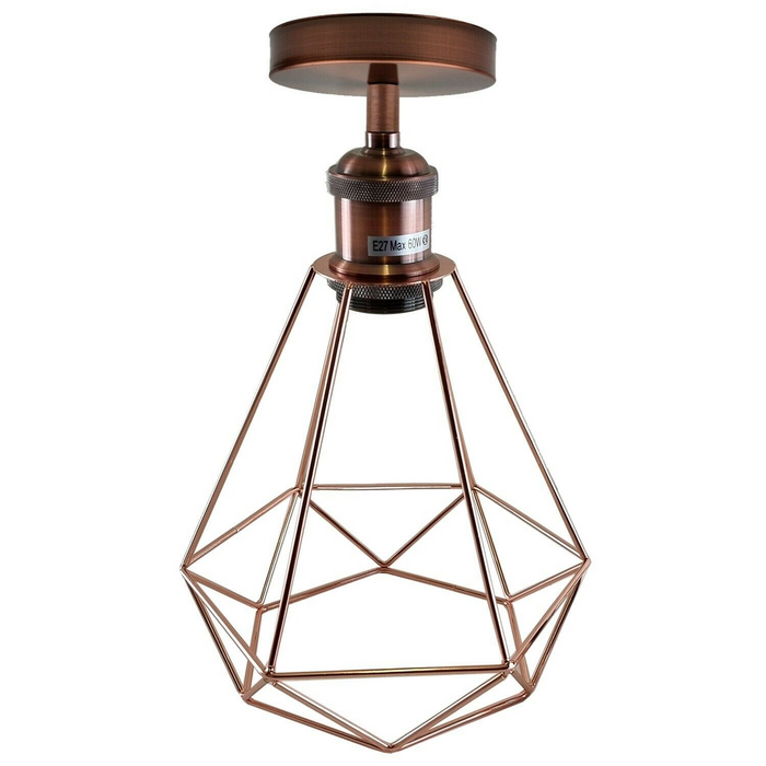Cage Ceiling Light | Edie | Vintage Style | Rose Gold and Copper