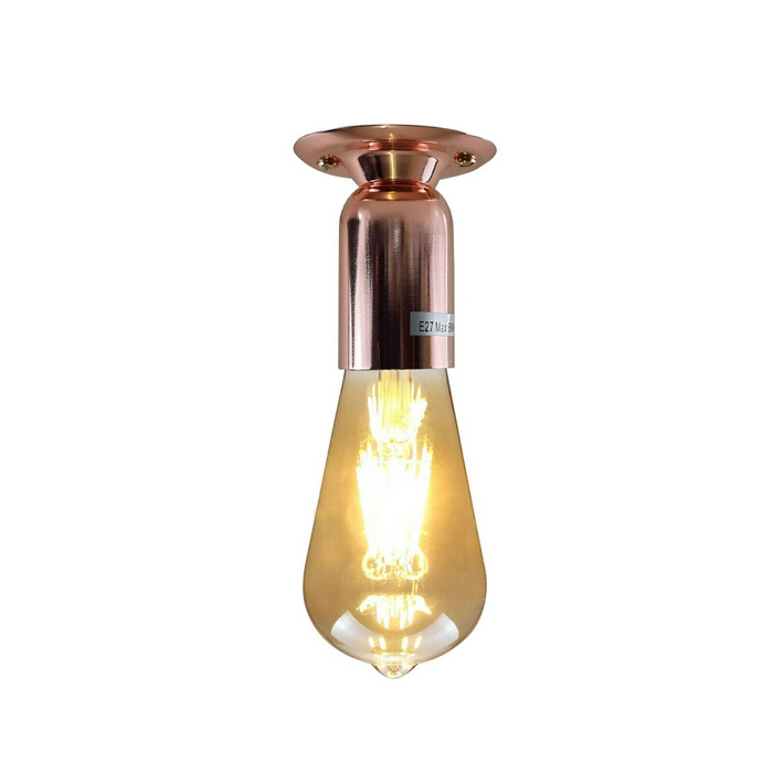 Vintage Bulb Holder | Bruce | E27 Lamp Base | Metal | Rose Gold