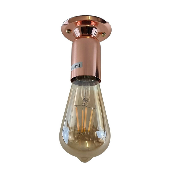 Vintage Bulb Holder | Bruce | E27 Lamp Base | Metal | Rose Gold